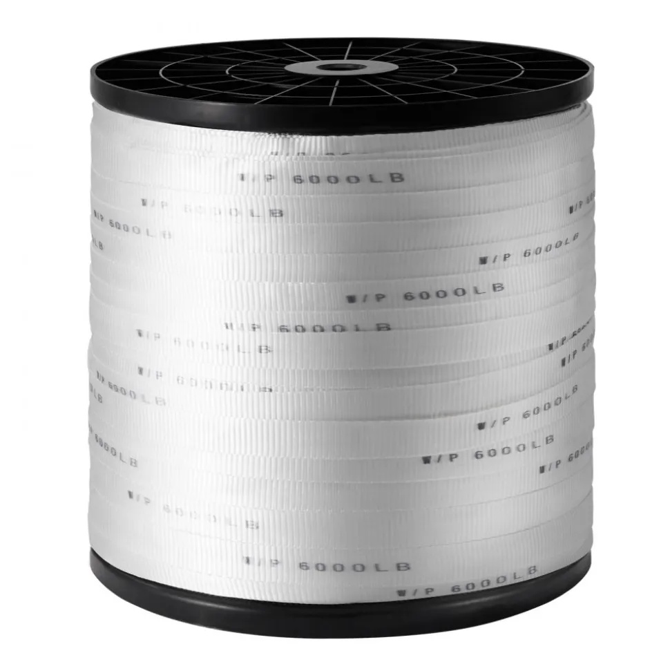 VEVOR Polyester Pull Tape, 1" x 2103' Mule Tape Flat Rope, 6000 lbf Tensile Capacity, Printed Webbing Cable Pulling Tape for Packaging, Gardening, Commercial Electrical, Conduit Work, White