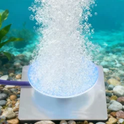 VEVOR Pond Aerator Air Diffuser & 3/8 in Self Sinking Aeration Hose Kit, 8in Silicone Lake Aeration Diffuser with 100ft Flexible Pond Aerator Hose Kit for Ponds Lakes Water Gardens