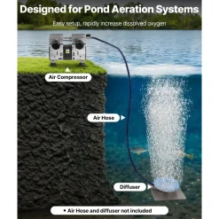VEVOR Pond Aerator, 6.7CFM 1 HP Air Compressor, Lake Aerator for Ponds up to 3 Acres, Overheat Protection & Anti-Backflow Valve, 745W Powerful Motor, Pond Aeration Pump for Water Oxygen Circulation