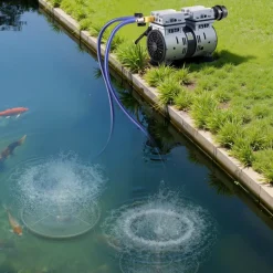 VEVOR Pond Aerators, 5.2CFM Aeration System for Lake up to 3 Acres, 3/4 HP Air Compressor, 1 Diffuser & 100' Weighted Tubings, Aeration Pump for Outdoor Ponds & Lakes Deep Water Oxygen Circulation