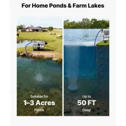 VEVOR Pond Aerators, 5.2CFM Aeration System for Lakes up to 3 Acres, 3/4 HP Air Compressor, 1 Diffuser & 100' Weighted Tubing, Outdoor Pond Aeration Pump for Deep Water Oxygen Circulation