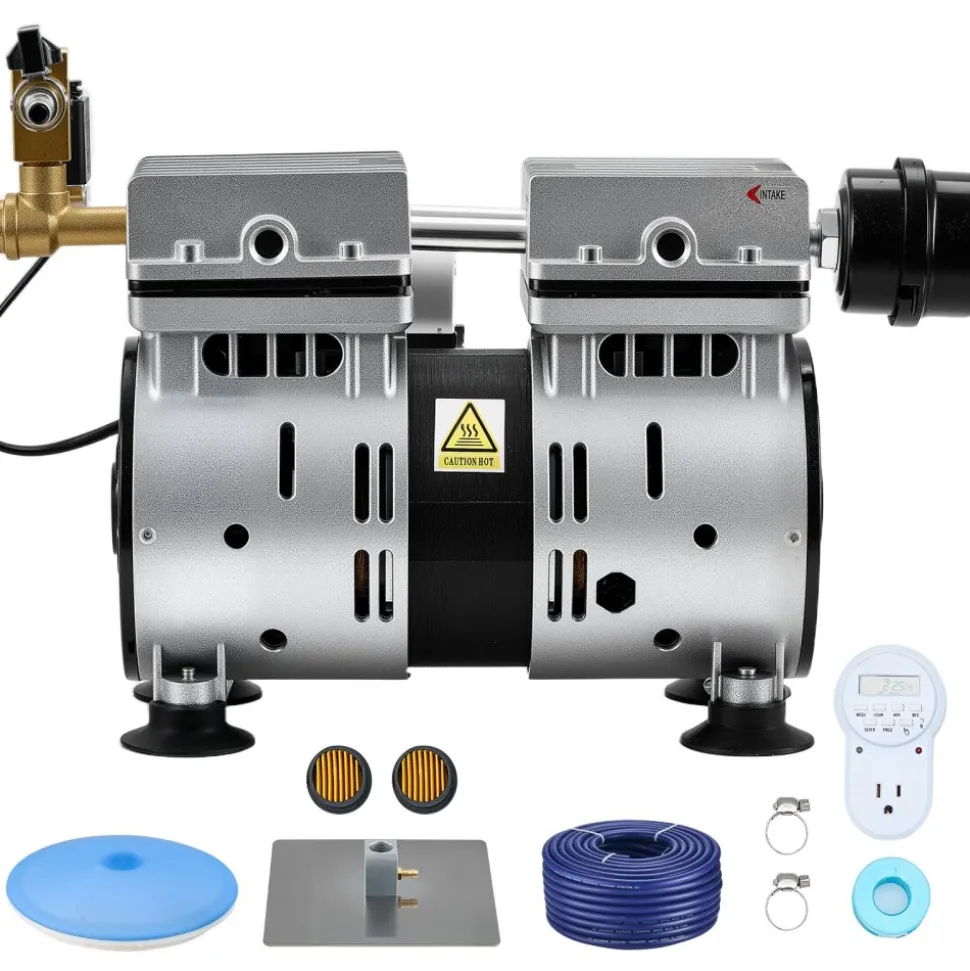 VEVOR Pond Aerators, 5.2CFM Aeration System for Lakes up to 3 Acres, 3/4 HP Air Compressor, 1 Diffuser & 100' Weighted Tubing, Outdoor Pond Aeration Pump for Deep Water Oxygen Circulation