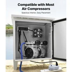 VEVOR Pond Aerator Weatherproof Outdoor Cabinet, Housing for Pond Aerator with Cooling Fan & AC Power Outlet, 16.9 x 19.7 x 22.8 in, Water Garden Aeration Box, Fits Most Aeration Compressors
