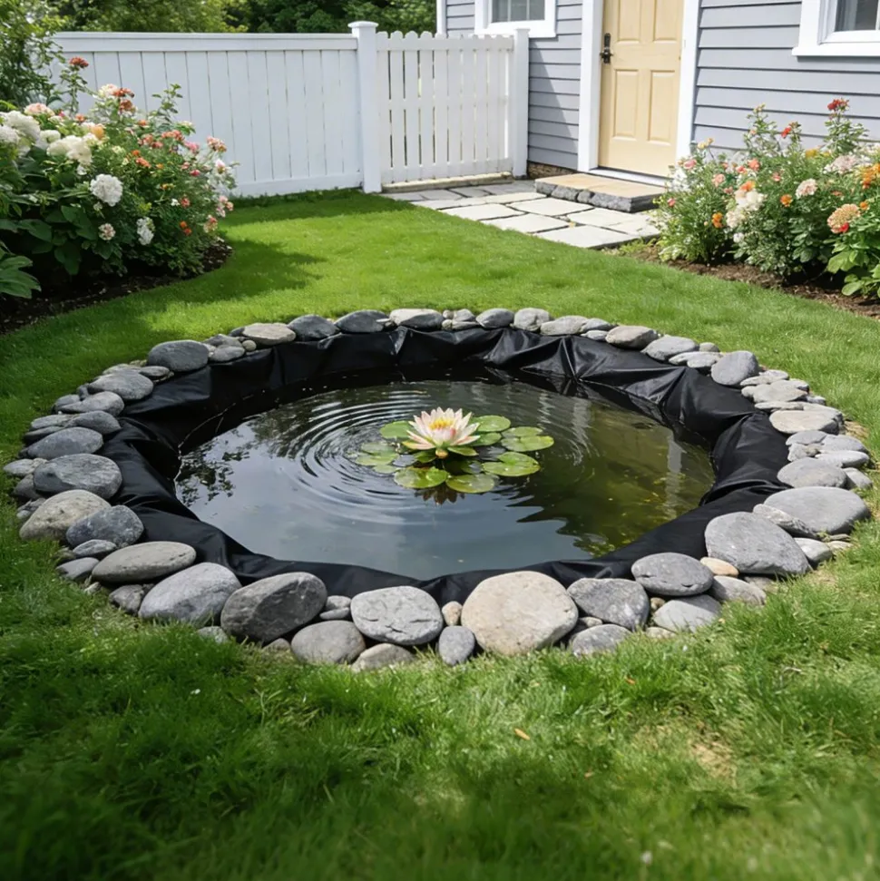 VEVOR Pond Liner 15 x 15 ft, 45 Mil, EPDM Rubber Fish Koi Pond Liner and Underlayment Combo, Easy to Cut, Durable & Leakproof, for Outdoor Ponds, Water Garden, Waterfall, Fishpond, Fountains, Black