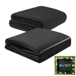 VEVOR Pond Liner 15 x 15 ft, 45 Mil, EPDM Rubber Fish Koi Pond Liner and Underlayment Combo, Easy to Cut, Durable & Leakproof, for Outdoor Ponds, Water Garden, Waterfall, Fishpond, Fountains, Black