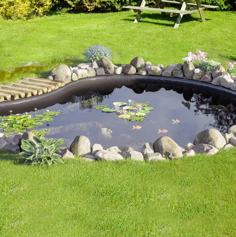 VEVOR Pond Liner, 10 x 15 ft 45 Mil Thickness, Pliable EPDM Material Pond Skins, Easy Cutting Underlayment for Fish or Koi Ponds, Water Features, Waterfall Base , Fountains, Water Gardens, Black