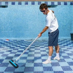 VEVOR Pool Brush Head, 20 Inch Scrub Brushes with Nylon Bristles and Aluminum Pole Connector, Heavy Duty Curved Brush Head for Cleaning Inground/Above Ground Swimming Pool Walls, Pole Not Included