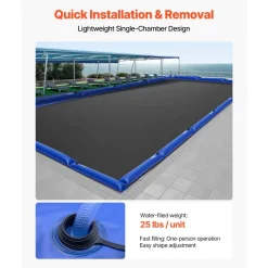 VEVOR Pool Cover Water Bags, 6 Packs 4 Ft, Single Chamber Pool Cover Water Tubes, 0.4mm Thick PVC Bags Weights with Leakproof Screw Cap, for Inground Swimming-Pool Covers Winter Closing, Blue