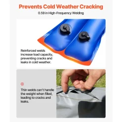 VEVOR Pool Cover Water Bags, 12 Packs 8 Ft, Double Chamber Pool Cover Water Tubes, 0.4mm Thick PVC Bags Weights with Leakproof Screw Cap, for Inground Swimming-Pool Covers Winter Closing, Blue