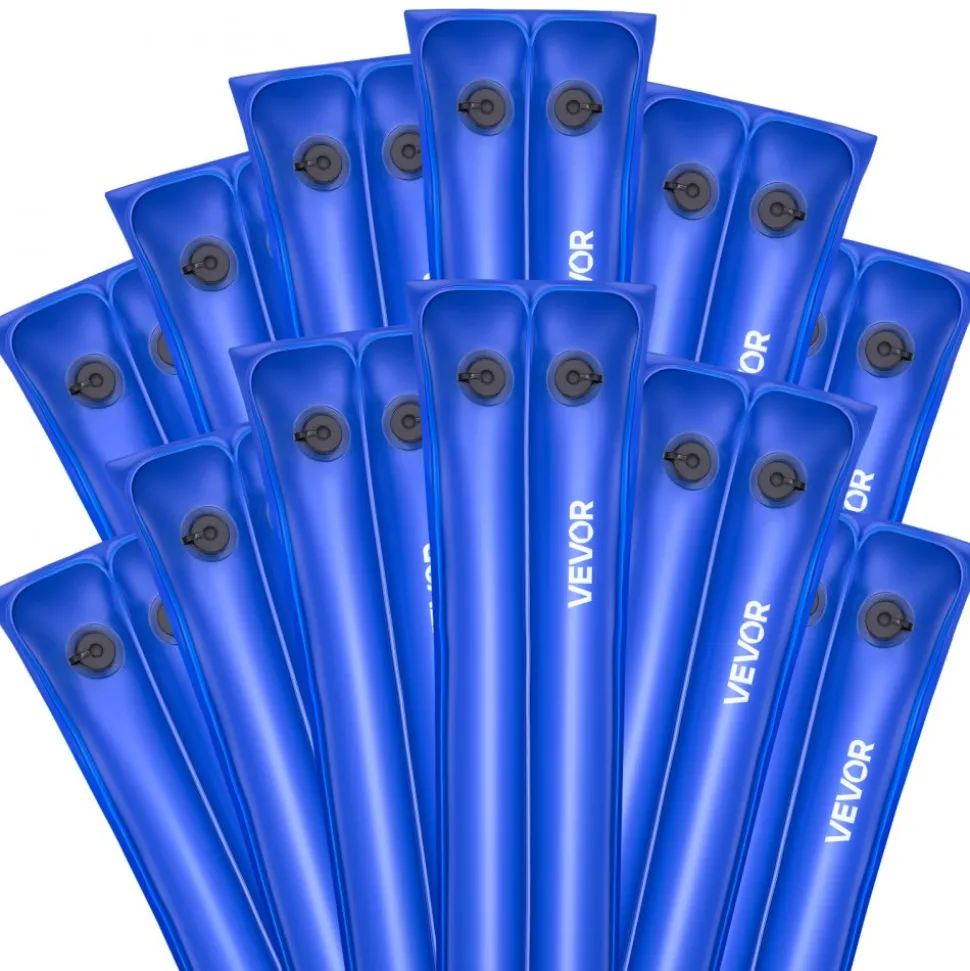 VEVOR Pool Cover Water Bags, 12 Packs 8 Ft, Double Chamber Pool Cover Water Tubes, 0.4mm Thick PVC Bags Weights with Leakproof Screw Cap, for Inground Swimming-Pool Covers Winter Closing, Blue