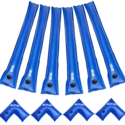 VEVOR Pool Cover Water Bags Set, 6 Packs 8 Ft Single Chamber Pool Cover Water Bags & 4 Corner Tubes, 0.4mm Thick PVC Bag Weights with Leakproof Valve, for Winter Inground Swimming-Pool Covers