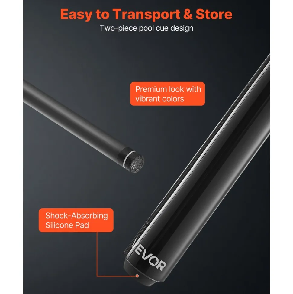 VEVOR Pool Cue, 1 Piece Jump Break Cue, 58 inch & 19.5 oz Break Cues Pool Stick, Breaks Stick with Carbon Fiber Shaft & Maple Cues Butt, Heavy Hitter Breaks Jump Billiard Cue for Adult, Home, Office