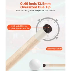 VEVOR Pool Cue, 4 Pieces Pool Stick, 58 inch Canadian Maple Wood Billiard Pools Stick with ABS Connection Ring, Cues Sticks for Professional Pool Table, Bar, Home, Office, 18 oz, 19 oz, 20 oz, 21 oz