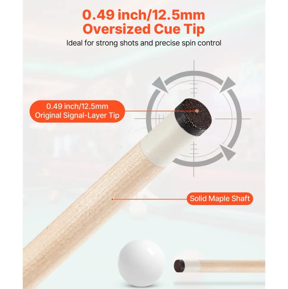 VEVOR Pool Cue, 4 Pieces Pool Stick, 58 inch Canadian Maple Wood Billiard Pools Stick with ABS Connection Ring, Cues Sticks for Professional Pool Table, Bar, Home, Office, 18 oz, 19 oz, 20 oz, 21 oz