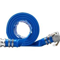 VEVOR Pool Drain Hose, 2 inch by 50 ft, Durable PVC Material, Includes Aluminum Camlock C & E Connectors and Clamps, Fits Pumps and Sand Filters, Ideal for Pool Water Removal, Blue
