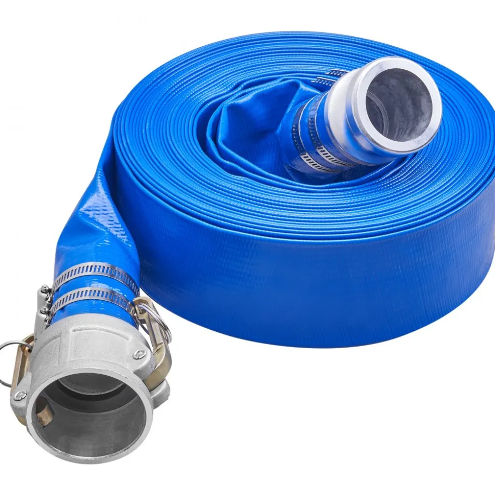 VEVOR Pool Drain Hose, 2 inch by 50 ft, Durable PVC Material, Includes Aluminum Camlock C & E Connectors and Clamps, Fits Pumps and Sand Filters, Ideal for Pool Water Removal, Blue