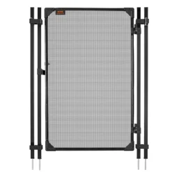 VEVOR Pool Fence Gate, 4 x 2.5 ft Inground Swimming Pool Fences Gate, Outdoor Security Fencing Door Kit with Metal Latch and Stopper, 352 gsm Teslin PVC Mesh, Square Tube, Easy Installation, Black
