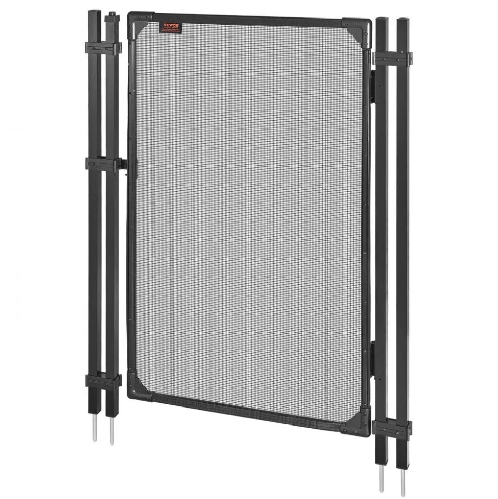 VEVOR Pool Fence Gate, 4 x 2.5 ft Inground Swimming Pool Fences Gate, Outdoor Security Fencing Door Kit with Self-Closing and Self-Locking Design, 352 gsm Teslin PVC Mesh, Easy Installation, Black
