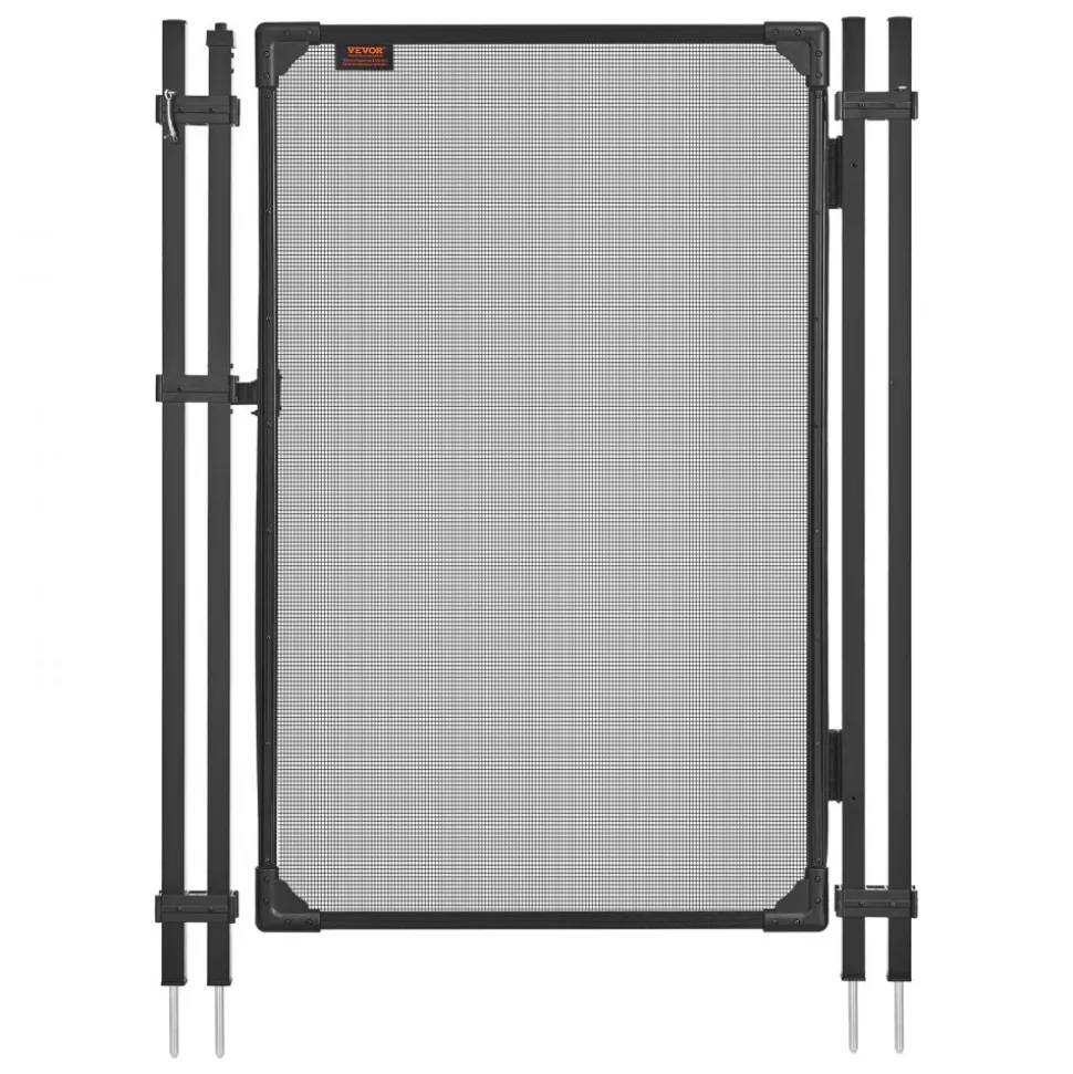 VEVOR Pool Fence Gate, 4 x 2.5 ft Inground Swimming Pool Fences Gate, Outdoor Security Fencing Door Kit with Self-Closing and Self-Locking Design, 352 gsm Teslin PVC Mesh, Easy Installation, Black