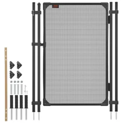 VEVOR Pool Fence Gate, 4 x 2.5 ft Inground Swimming Pool Fences Gate, Outdoor Security Fencing Door Kit with Self-Closing and Self-Locking Design, 352 gsm Teslin PVC Mesh, Easy Installation, Black