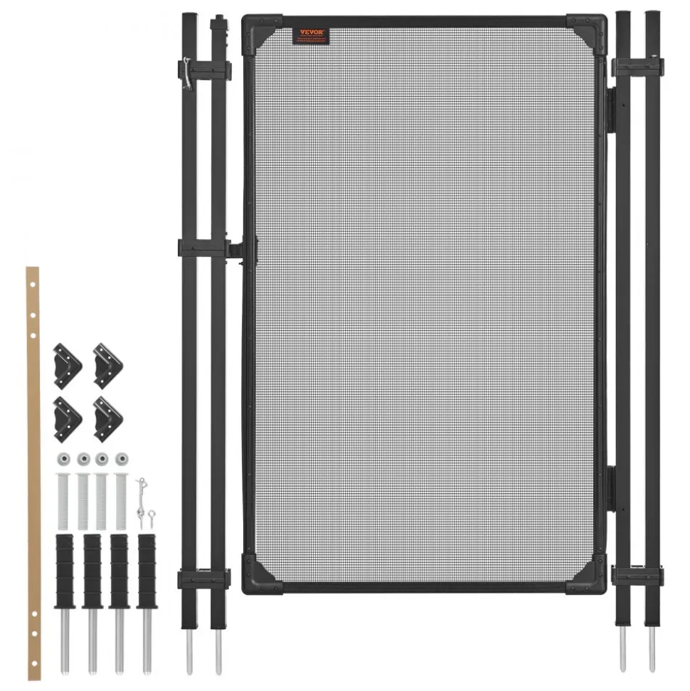 VEVOR Pool Fence Gate, 4 x 2.5 ft Inground Swimming Pool Fences Gate, Outdoor Security Fencing Door Kit with Self-Closing and Self-Locking Design, 352 gsm Teslin PVC Mesh, Easy Installation, Black