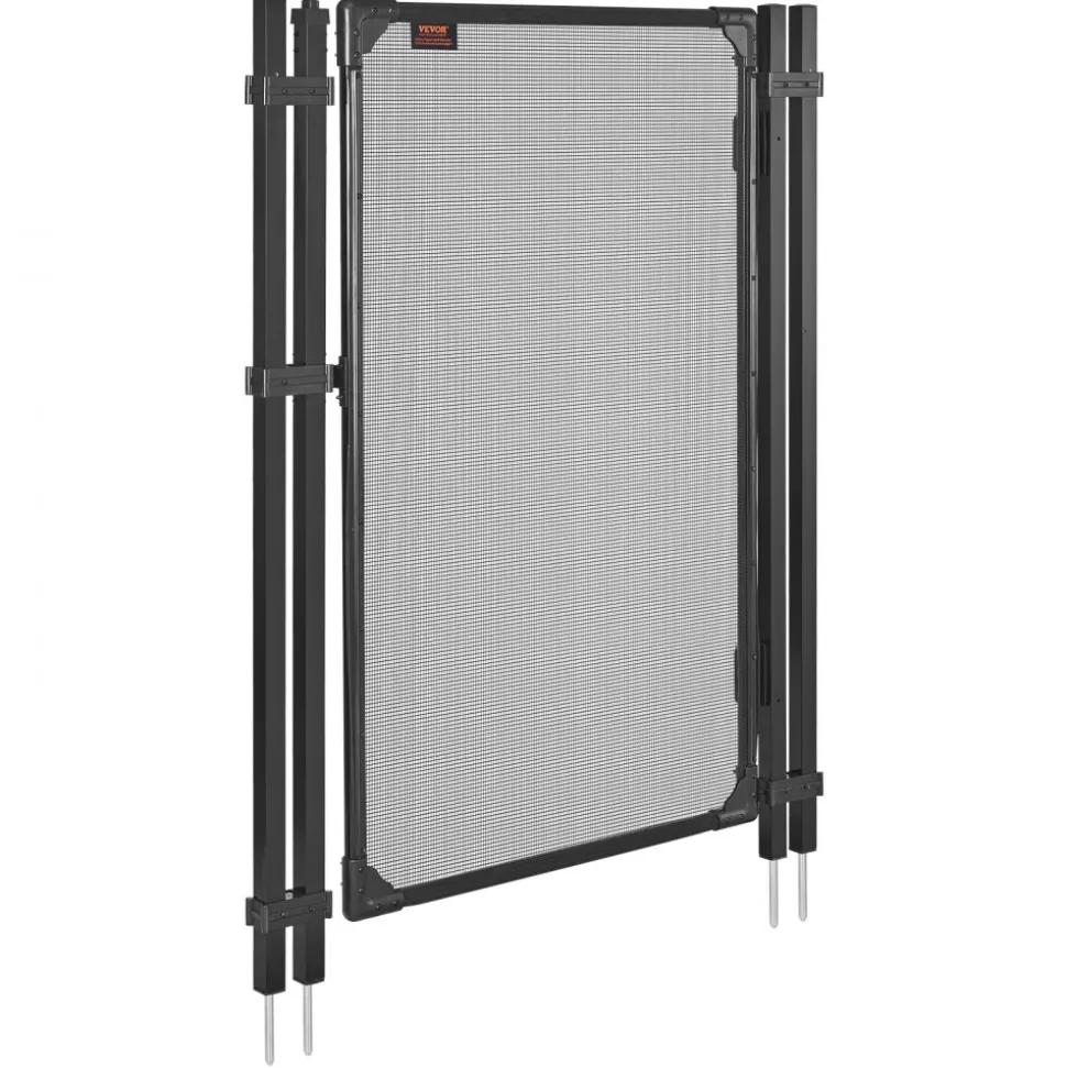 VEVOR Pool Fence Gate, 4 x 2.5 ft Inground Swimming Pool Fences Gate, Outdoor Security Fencing Door Kit with Self-Closing and Self-Locking Design, 352 gsm Teslin PVC Mesh, Easy Installation, Black