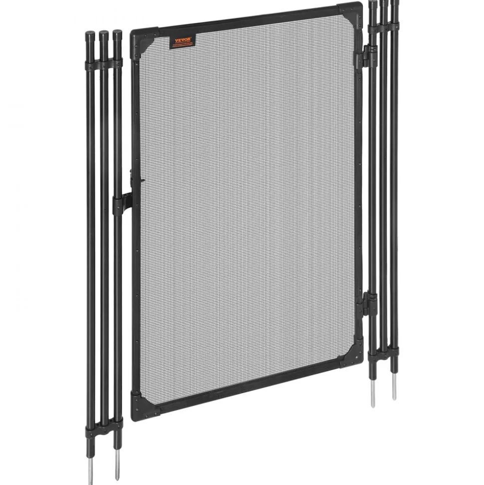VEVOR Pool Fence Gate, 4 x 2.5 ft Inground Swimming Pool Fences Gate, Outdoor Security Fencing Door Kit with Metal Latch, 352 gsm Teslin PVC Mesh, Round Tube, Lockable and Easy Installation, Black