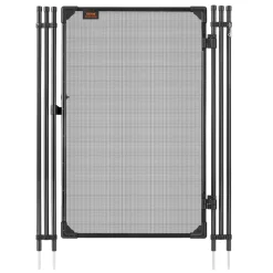 VEVOR Pool Fence Gate, 4 x 2.5 ft Inground Swimming Pool Fences Gate, Outdoor Security Fencing Door Kit with Metal Latch, 352 gsm Teslin PVC Mesh, Round Tube, Lockable and Easy Installation, Black