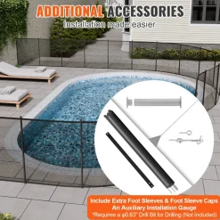 VEVOR Pool Fence, 4 x 108 FT Pool Fences for Inground Pools, Removable Child Safety Pool Fencing, Easy DIY Installation Swimming Pool Fence, 340gms Teslin PVC Pool Fence Mesh Protects Kids and Pets