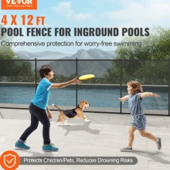 VEVOR Pool Fence, 4 x 12 FT Pool Fences for Inground Pools, Removable Child Safety Pool Fencing, Easy DIY Installation Swimming Pool Fence, 340gms Teslin PVC Pool Fence Mesh Protects Kids and Pets
