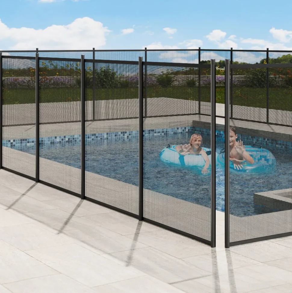 VEVOR Pool Fence, 4 x 48 FT Pool Fences for Inground Pools, Removable Child Safety Pool Fencing, Easy DIY Installation Swimming Pool Fence, 340gms Teslin PVC Pool Fence Mesh Protects Kids and Pets