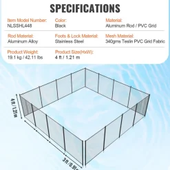 VEVOR Pool Fence, 4 x 48 FT Pool Fences for Inground Pools, Removable Child Safety Pool Fencing, Easy DIY Installation Swimming Pool Fence, 340gms Teslin PVC Pool Fence Mesh Protects Kids and Pets