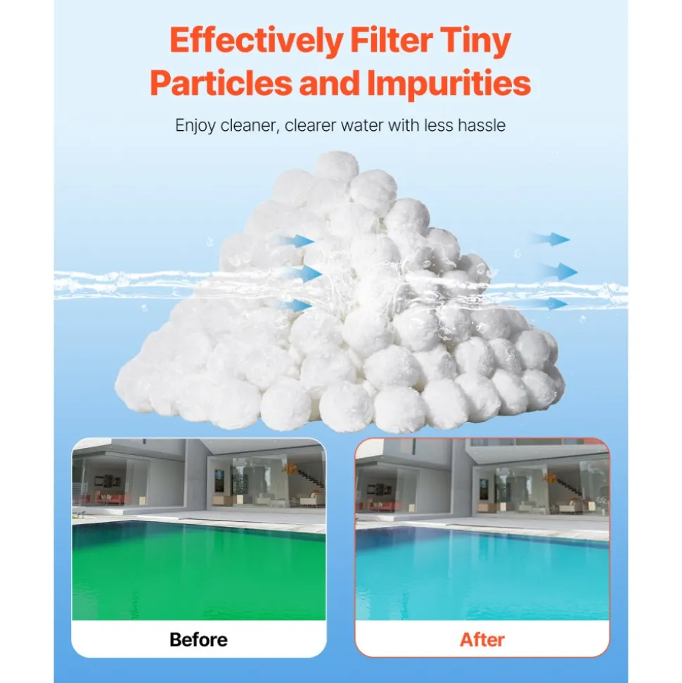 VEVOR Pool Filter Balls for Sand Filter, 3.5 lbs, Filter Balls Replace Pool Filter Sand, Reusable Polyester Fiber Filter Media Balls with Wash Bag, for Swimming Pool Above Ground Pool Aquarium Tank