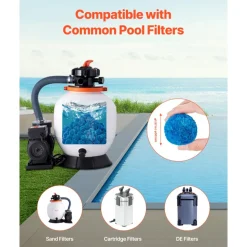 VEVOR Pool Filter Balls for Sand Filter, 1.5 lbs, Filter Balls Replace Pool Filter Sand, Reusable Blue Polyester Fiber Filter Media with Wash Bag, for Swimming Pool Aquarium Tank Above Ground Pool