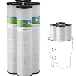 VEVOR Pool Filter Cartridge, 4x 130 Sq. Ft, Spa Hot Tub Filter Cartridge Replacement, Compatible with Pentair CCP520, R173578,  PCC130, Secure for Kids & Pet, Trilobal Pleated,  Easy to Clean