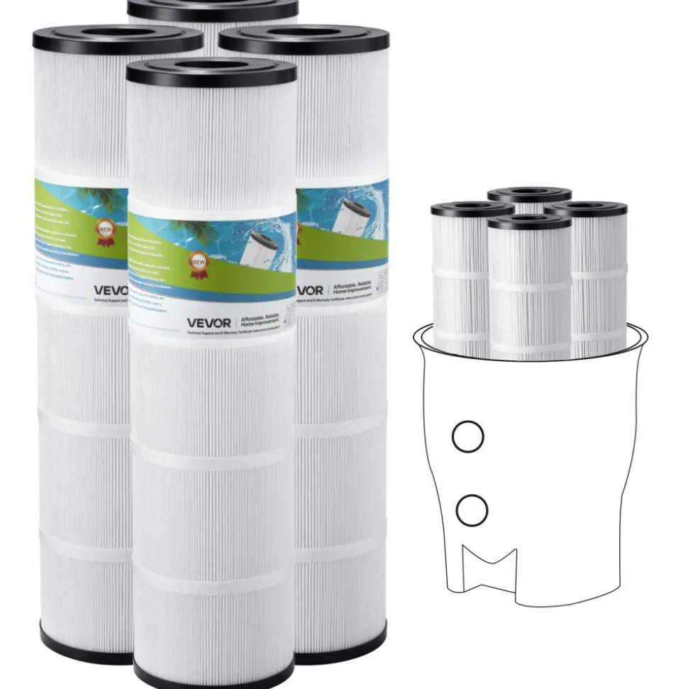 VEVOR Pool Filter Cartridge, 4x 105 Sq. Ft, Spa Hot Tub Filter Cartridge Replacement, Compatible with Pentair CCP420, Pleatco PCC80-PAK4l, Secure for Kids & Pet, Easy to Clean