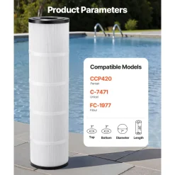 VEVOR Pool Filter Cartridge, 4x 105 Sq. Ft, Spa Hot Tub Filter Cartridge Replacement, Compatible with Pentair CCP420, Pleatco PCC80-PAK4l, Secure for Kids & Pet, Easy to Clean