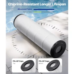 VEVOR Pool Filter Cartridge, 4x 105 Sq. Ft, Spa Hot Tub Filter Cartridge Replacement, Compatible with Pentair CCP420, Pleatco PCC80-PAK4l, Secure for Kids & Pet, Easy to Clean