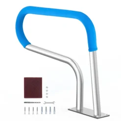 VEVOR Pool Handrail, 32 x 23 inch Pool Railing, Stainless Steel with Base Plate for Indoor/Outdoor Pools,Swimming Pool Safety Railing for Decks,Rust-Proof Grab Bar w/ Grip Cover&Accessories for Spas