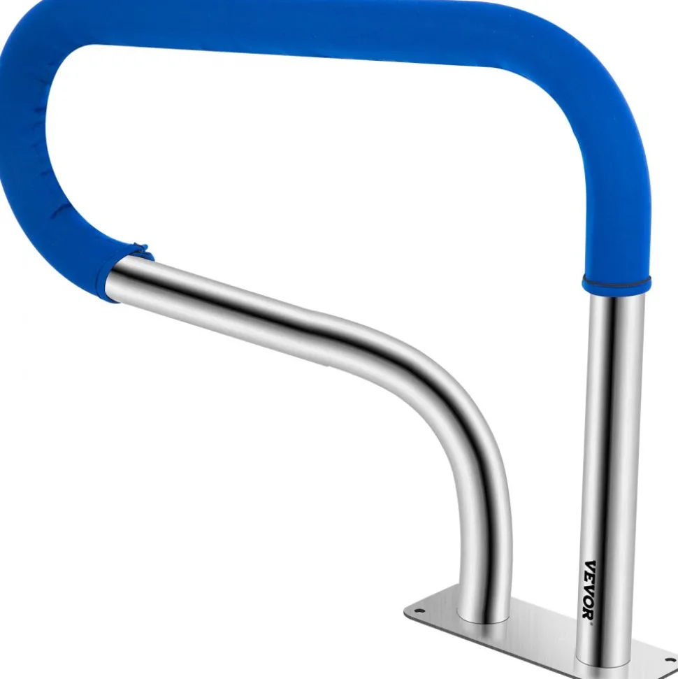VEVOR Pool Handrail, 32 x 22.5 Swimming Pool Stair Rail, 304 Stainless Steel Stair Pool Hand Rail Rated 375lbs Load Capacity, Pool Rail with Quick Mount Base Plate, and Complete Mounting Accessories