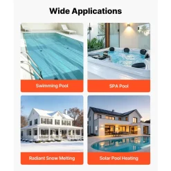 VEVOR Pool Heat Exchanger, 210K BTU Swimming Pool Heater Exchanger, 316L Stainless Steel Construction, High Efficiency Water to Water Transfer Heating System for Spa, Hot Tub, Indoor/Outdoor, Silver