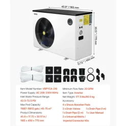 VEVOR Pool Heat Pump Max 70730 BTU, Electric Pool Heater for Above & In-Ground Up to 19812 Gallons, All-DC Inverter Technology, WiFi & App Remote Control, Multiple Protection for Swimming Party