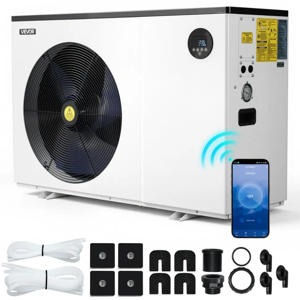 VEVOR Pool Heat Pump Max 93390 BTU, Electric Pool Heater for Above & In-Ground Up to 22455 Gallons, All-DC Inverter Technology, WiFi & App Remote Control, Multiple Protection for Swimming Parties