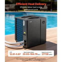 VEVOR Pool Heat Pump Max 104790 BTU, Electric Pool Heater for In-Ground Up to 27738 Gallons, All-DC Inverter Technology, WiFi & App Remote Control, Multiple Protection for Swimming Parties