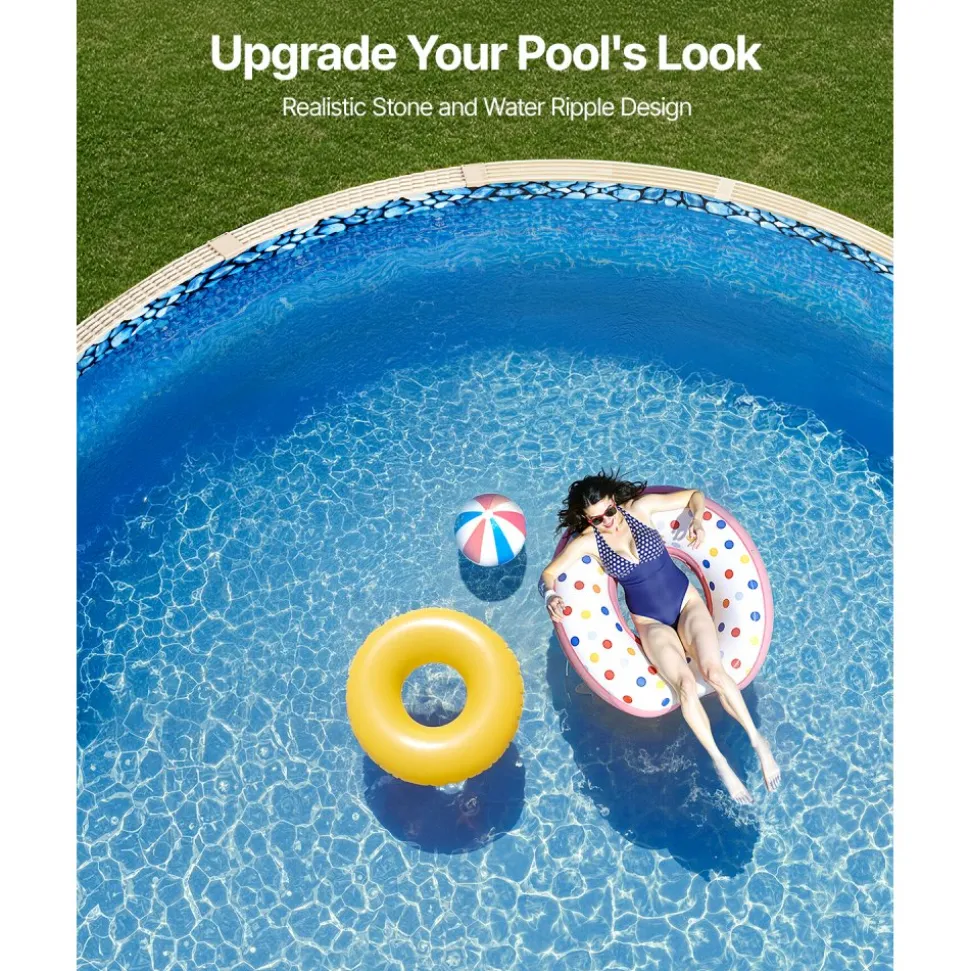 VEVOR Pool Liner, 30ft Round Pool Liner, Uinbead Style, Durable Vinyl Pool Liner, Standard Gauge, 52in Wall Height, Pool Liner Replacement for Steel Sided Above-Ground Swimming Pools