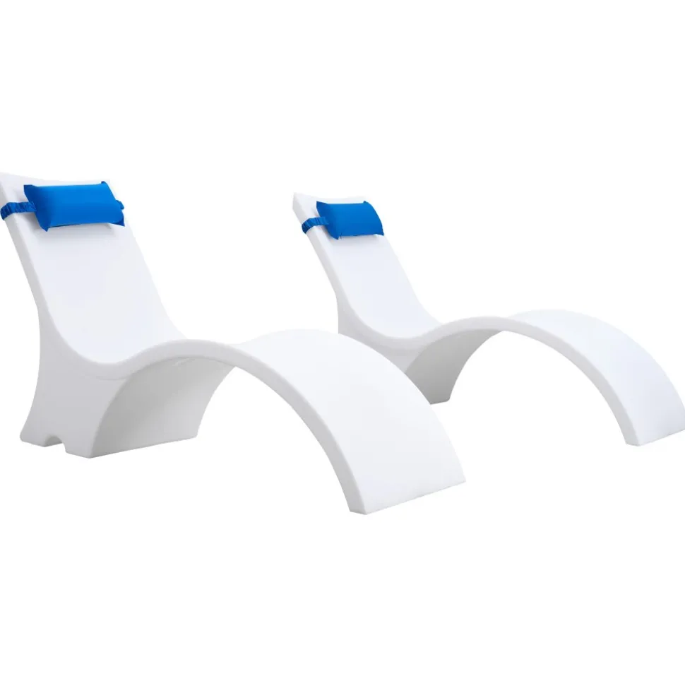 VEVOR Pool Lounge Chairs, Set of 2 Chaise Lounger with Headrest, Water Weighted In-Pool Lounger Chairs for up to 15" Water Depths, Anti-Floating Patio Furniture for Sun Shelf & Tanning Ledge, 440LBS