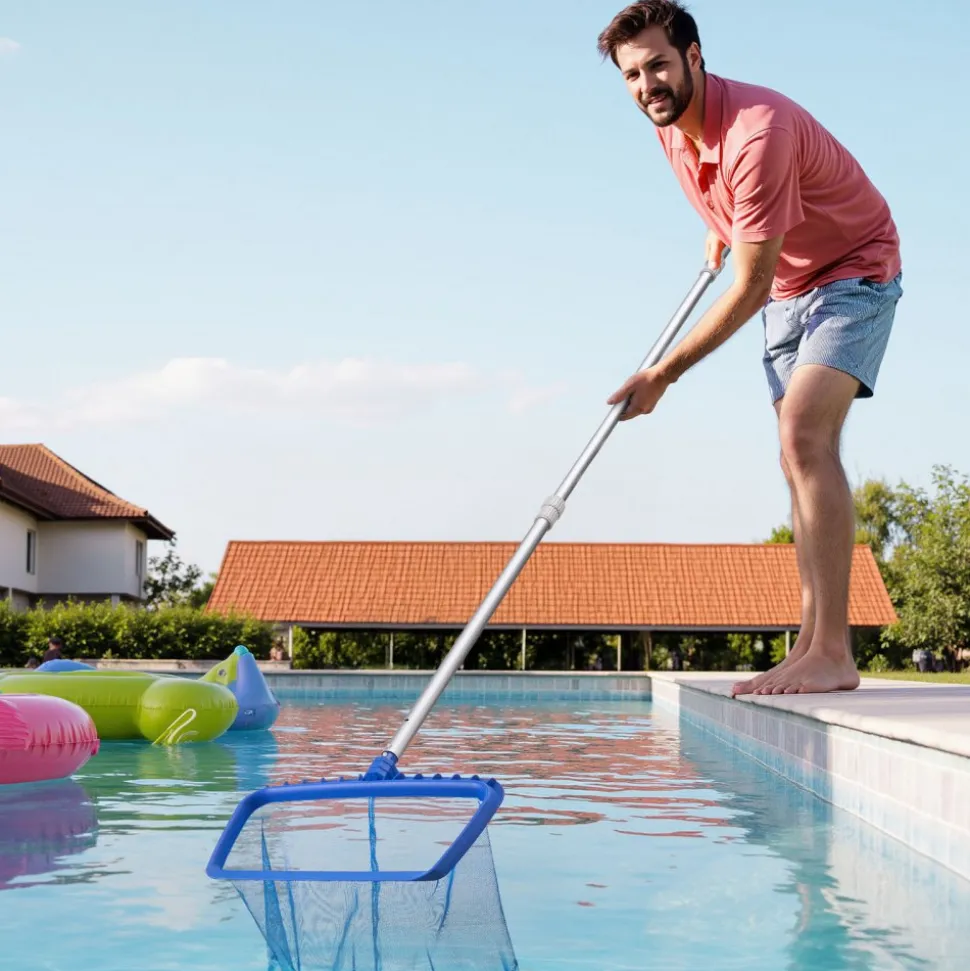 VEVOR Pool Pole, 3.4 to 15 Ft Telescoping Swimming Pool Cleaning Poles, Professional Adjustable Telescopic Pole with 2 Extension Poles, Heavy Duty Cleaner Stick for Skimmer Net, Brush, Vacuum Head