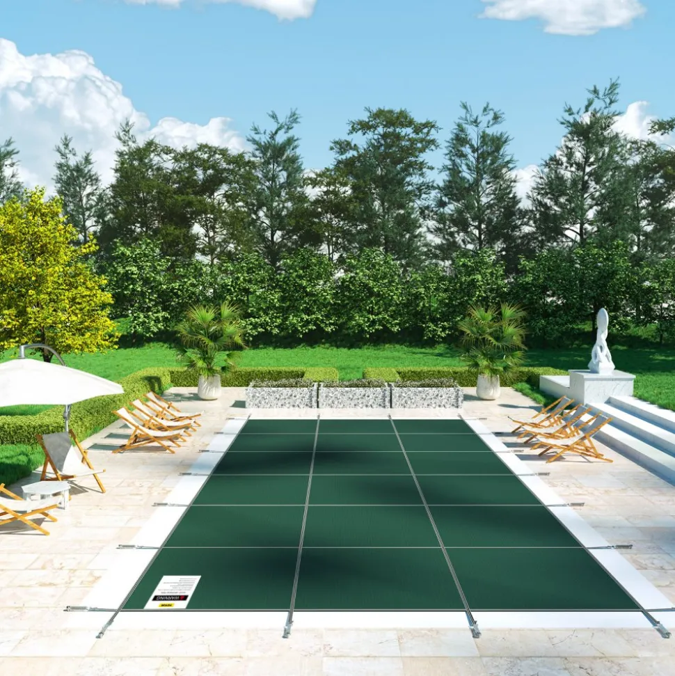 VEVOR Pool Safety Cover Fits 20x40ft Rectangle Inground Pools, Safety Pool Cover with Drainage Holes, Mesh Solid Pool Cover for Swimming Pool, Winter Safety Cover, Green