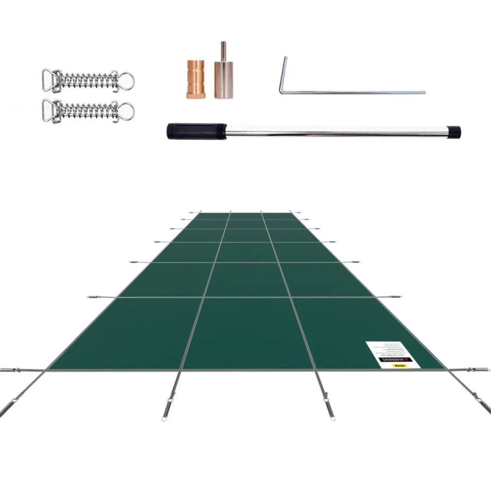 VEVOR Pool Safety Cover Fits 20x40ft Rectangle Inground Pools, Safety Pool Cover with Drainage Holes, Mesh Solid Pool Cover for Swimming Pool, Winter Safety Cover, Green