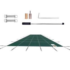 VEVOR Pool Safety Cover Fits 18x36ft Rectangle Inground Pools, Safety Pool Cover with Drainage Holes, Mesh Solid Pool Cover for Swimming Pool, Winter Safety Cover, Green